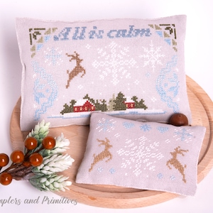 Primitive Christmas cross stitch pattern pdf download, Samplers and Primitives, Christmas cross stitch bowl filler, sampler Christmas