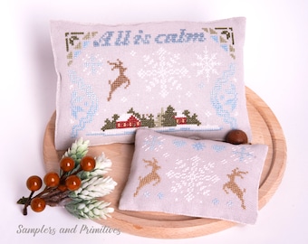 Christmas Cross Stitch Pattern, Samplers and Primitives (PDF Download)