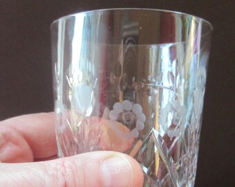 EDINBURGH CRYSTAL 1920s Tall Glasses or Tumblers. Each with stylish Older THISTLE and Flowers Pattern. Five Available