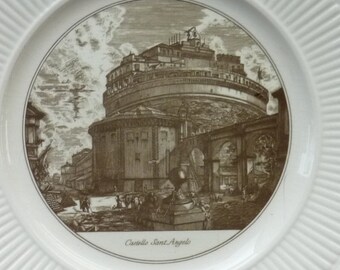 WEDGWOOD Piranesi Vedute di Roma Views: The Castle of St. Angelo. Diameter 10 1/2 inches