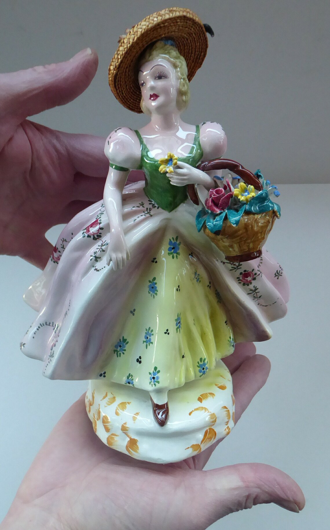 Vintage 1940s Italian Porcelain Figurine of a Lady Carrying a Etsy