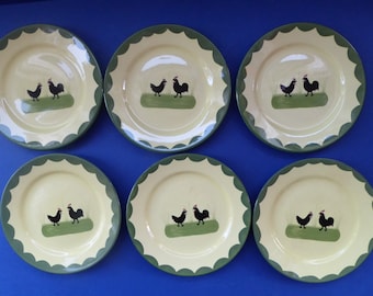 Vintage Zeller COCK AND HENS Six Side Plates