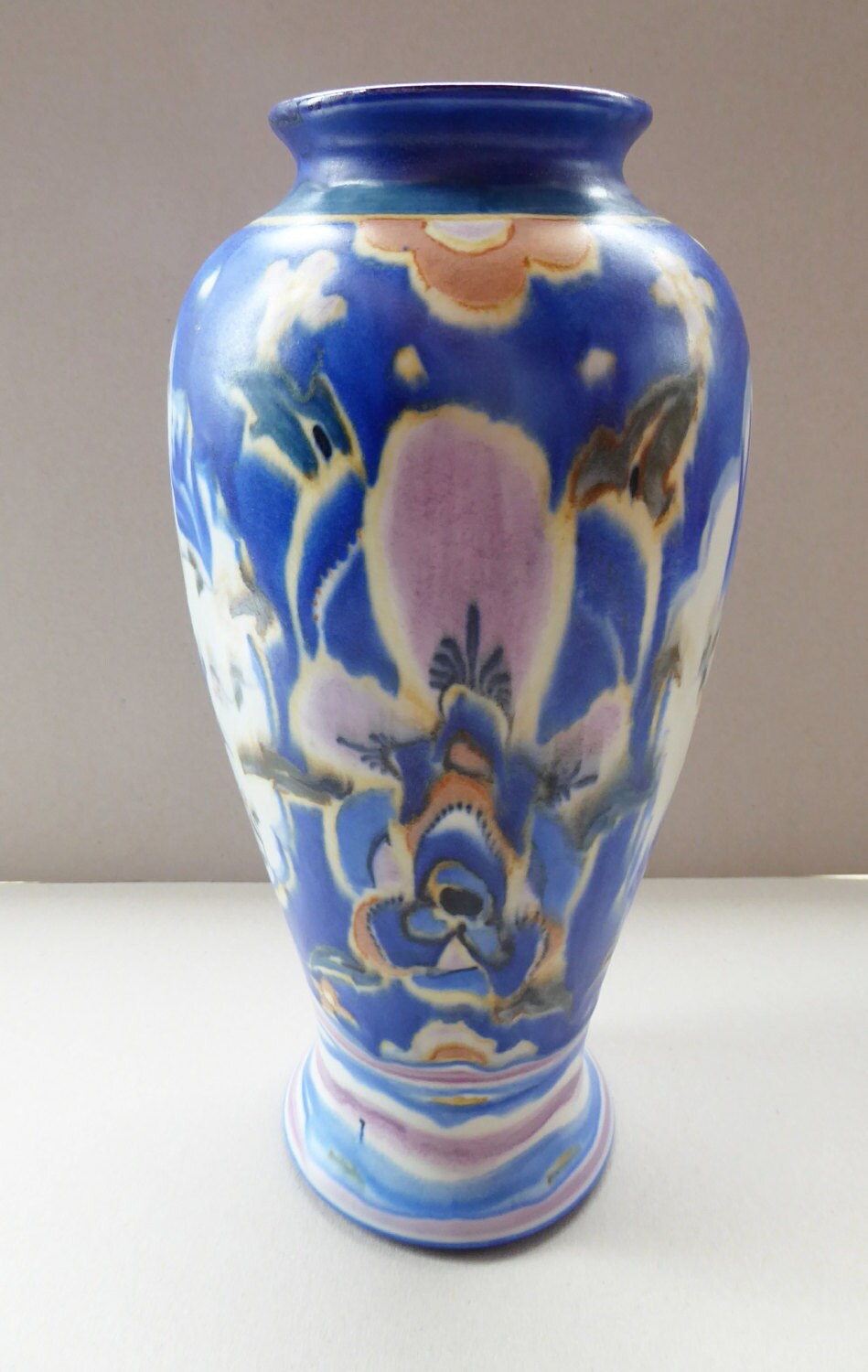 Tall Hand Painted Carlton Ware Handcraft Floribunda 1930s Vase