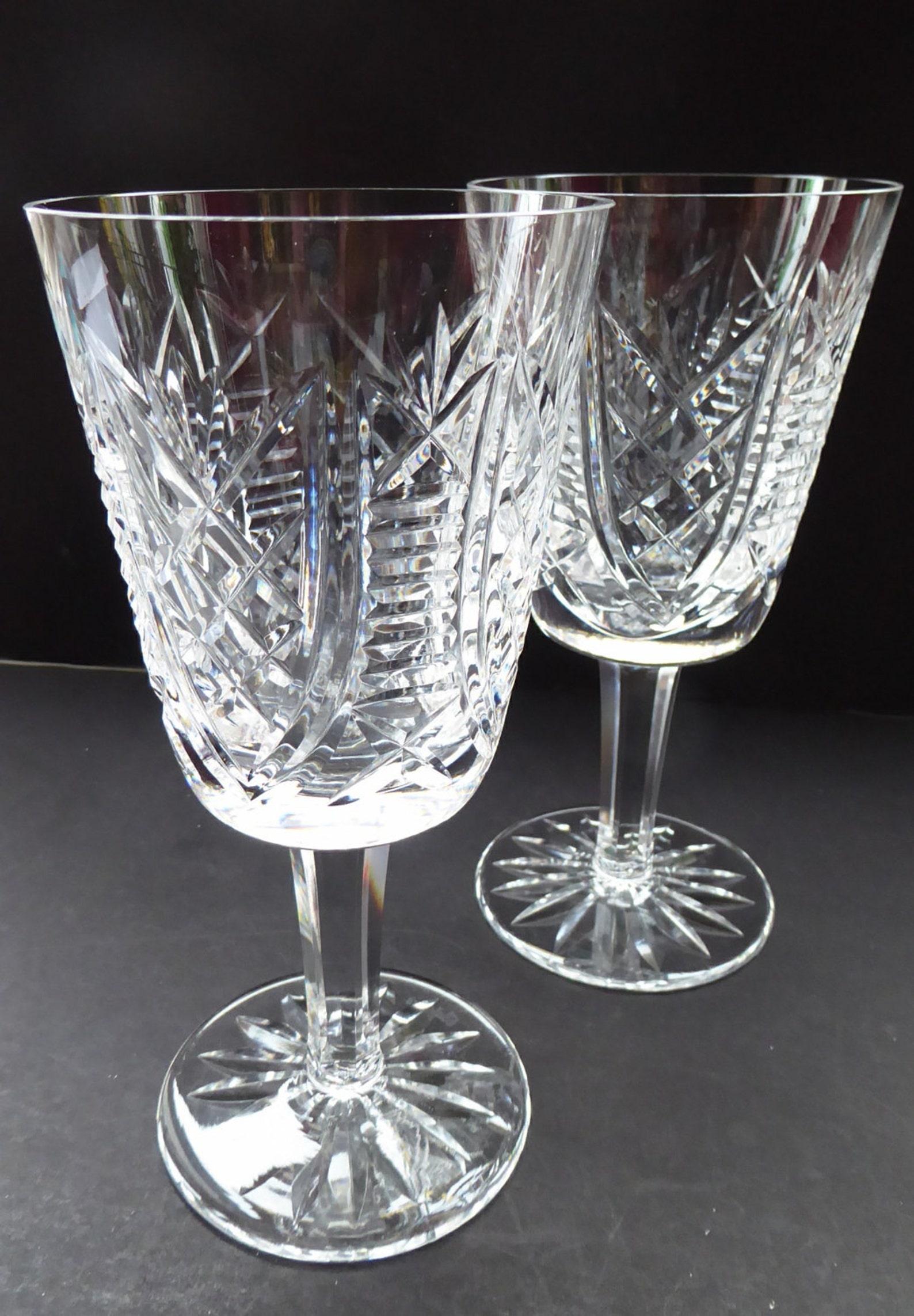 Large PAIR Waterford Crystal GOBLETS CLARE Pattern. Largest Etsy