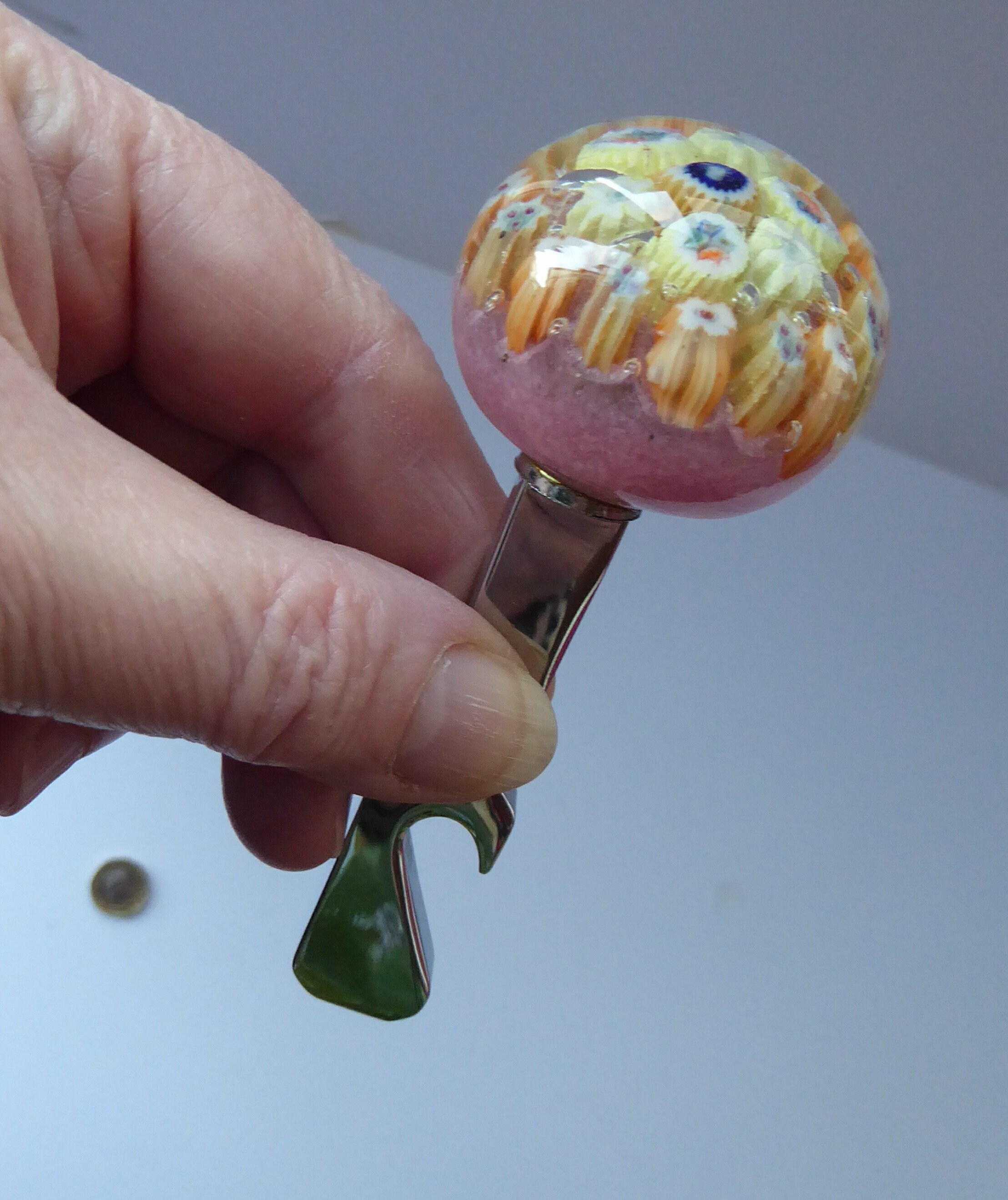 VASART GLASS Paperweight Set into a Lassman Chrome Bottle Etsy