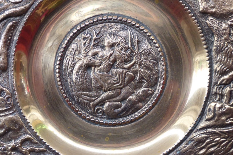 RARE Antique Bronze Wall Plate. Central Image Showing Diana Etsy