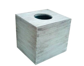 Light blue wood tissue box, coastal kleenex box, wooden tissue box cover, square kleenex box, facial tissue box, gift for him, bathroom deco