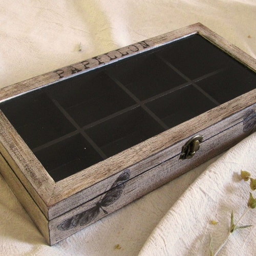 Erflies Wooden Tea Box Rustic Compartment Erflies Wooden Tea Box Rustic, Jewelry Armoire Under $50