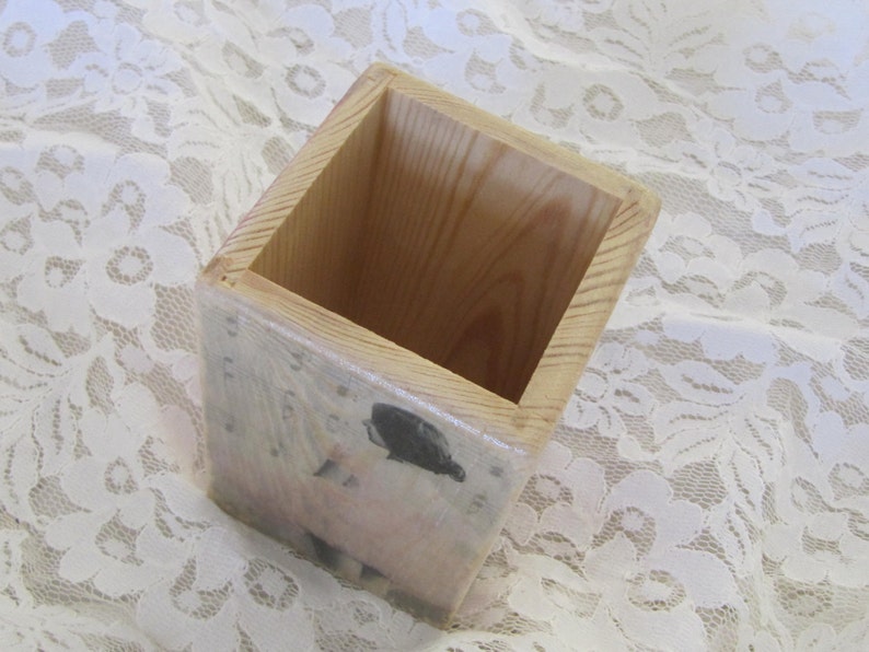 Shabby Chic Wooden Pen Holder Pink Decoupage Pencil Etsy