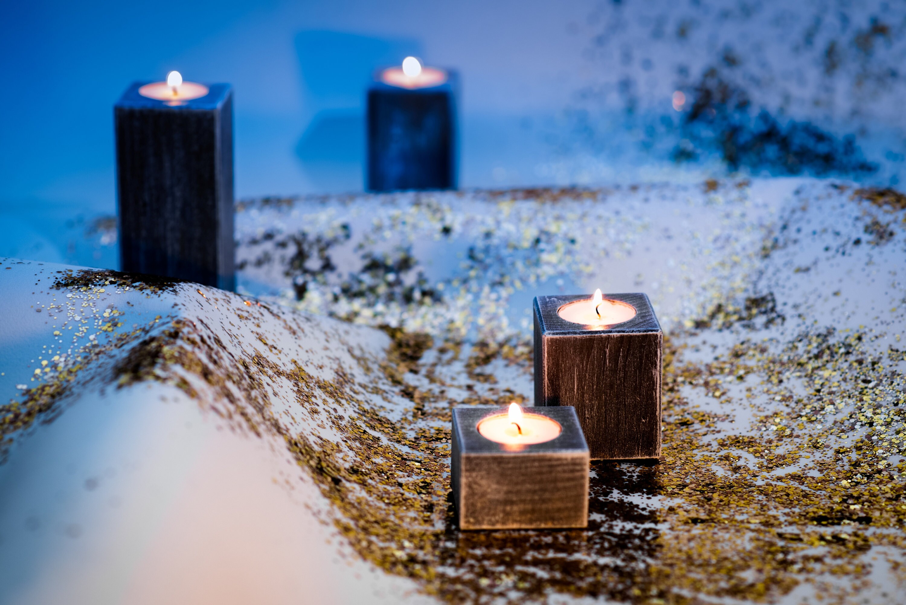 Conjunto de 4 candelabros rústicos de madera marrón pieza | Etsy
