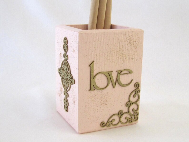 Pen Holder Wedding Love Sign Wooden Pen Holder Pink Etsy