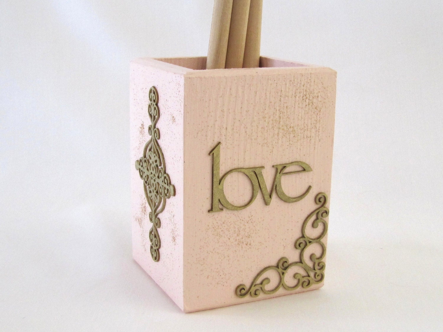 Pen Holder Wedding Love Sign Wooden Pen Holder Pink Etsy