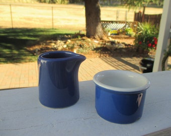 Blue Creamer and Sugar Bowl