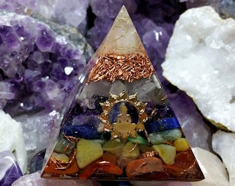 Chakra Orgonite Pyramid, Medium Size