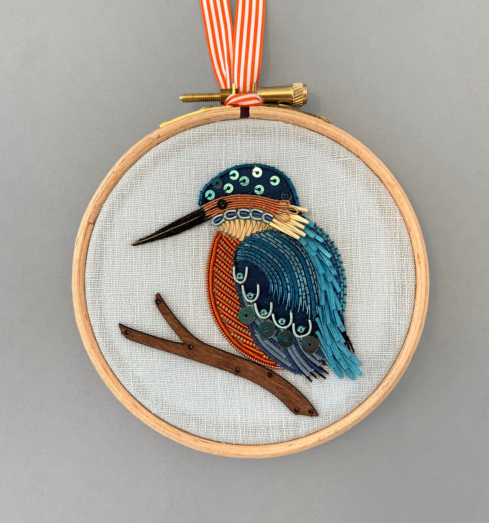 Metalwork Embroidery Kingfisher Kit Etsy