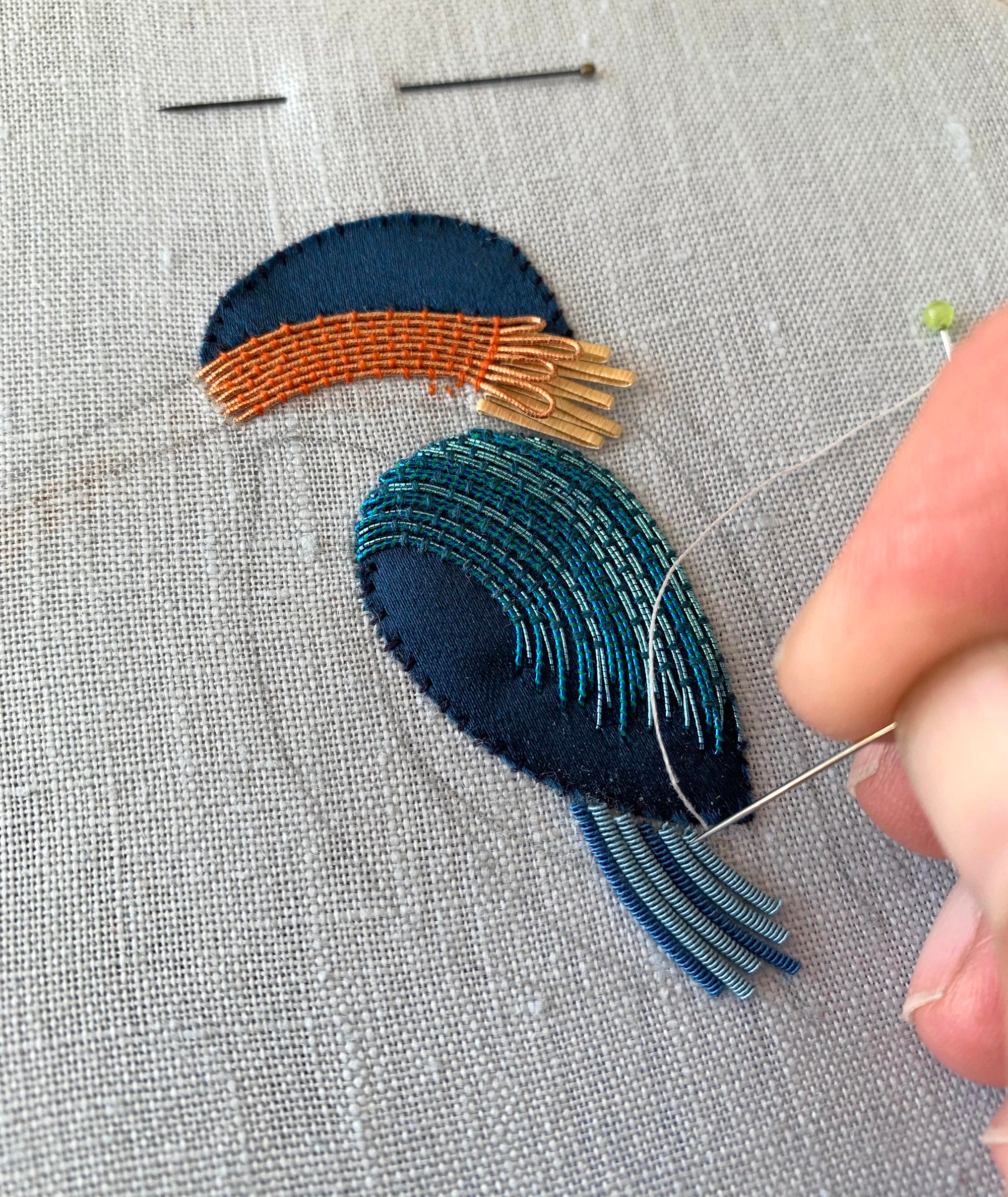 Metalwork Embroidery Kingfisher Kit Etsy UK