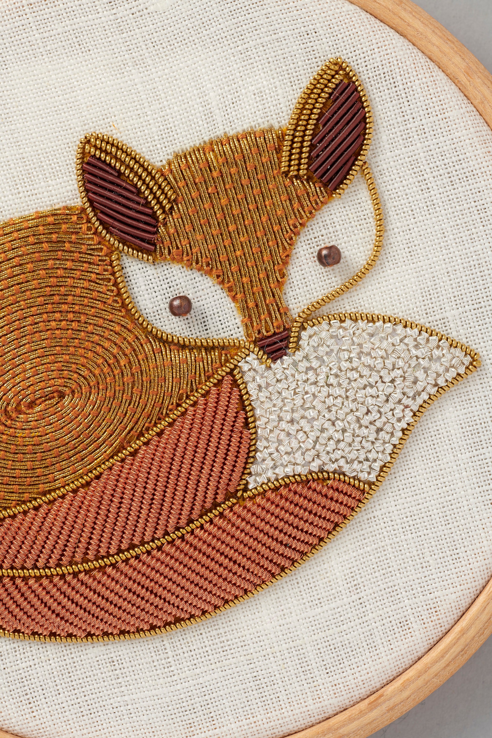 Metalwork Embroidery Fox Kit Etsy