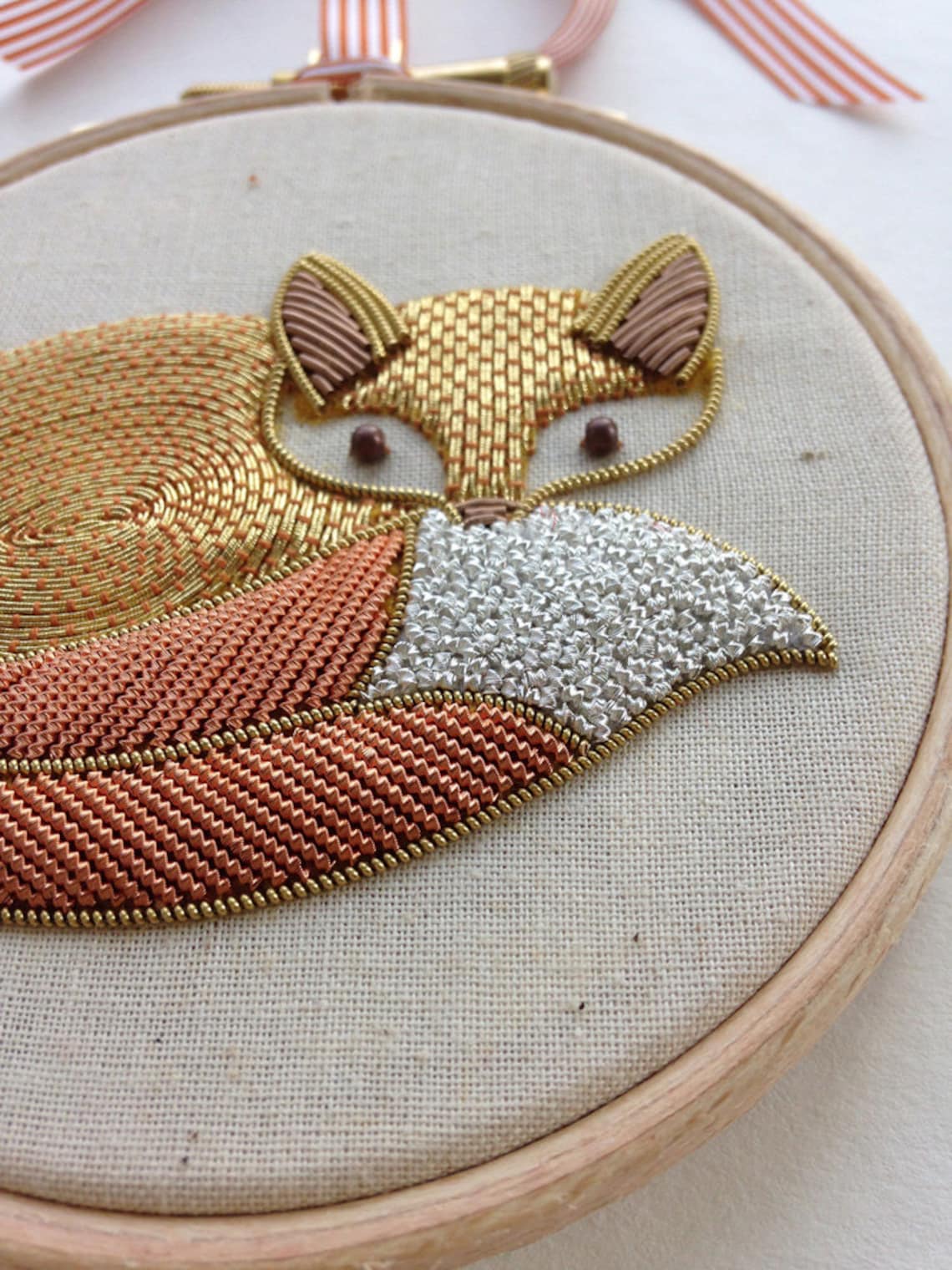 Metalwork Embroidery Fox Kit Etsy UK