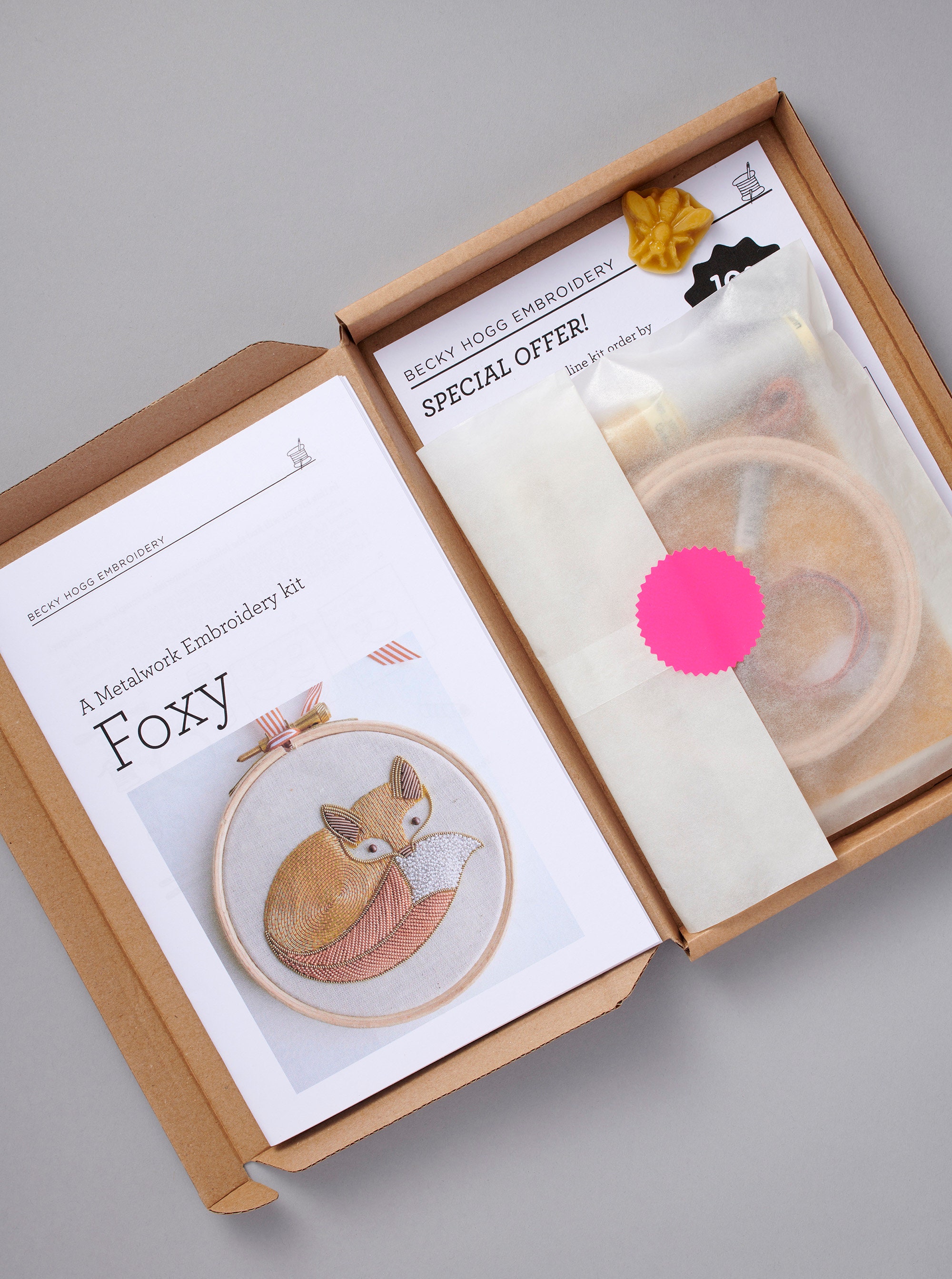 Metalwork Embroidery Fox Kit Etsy Canada