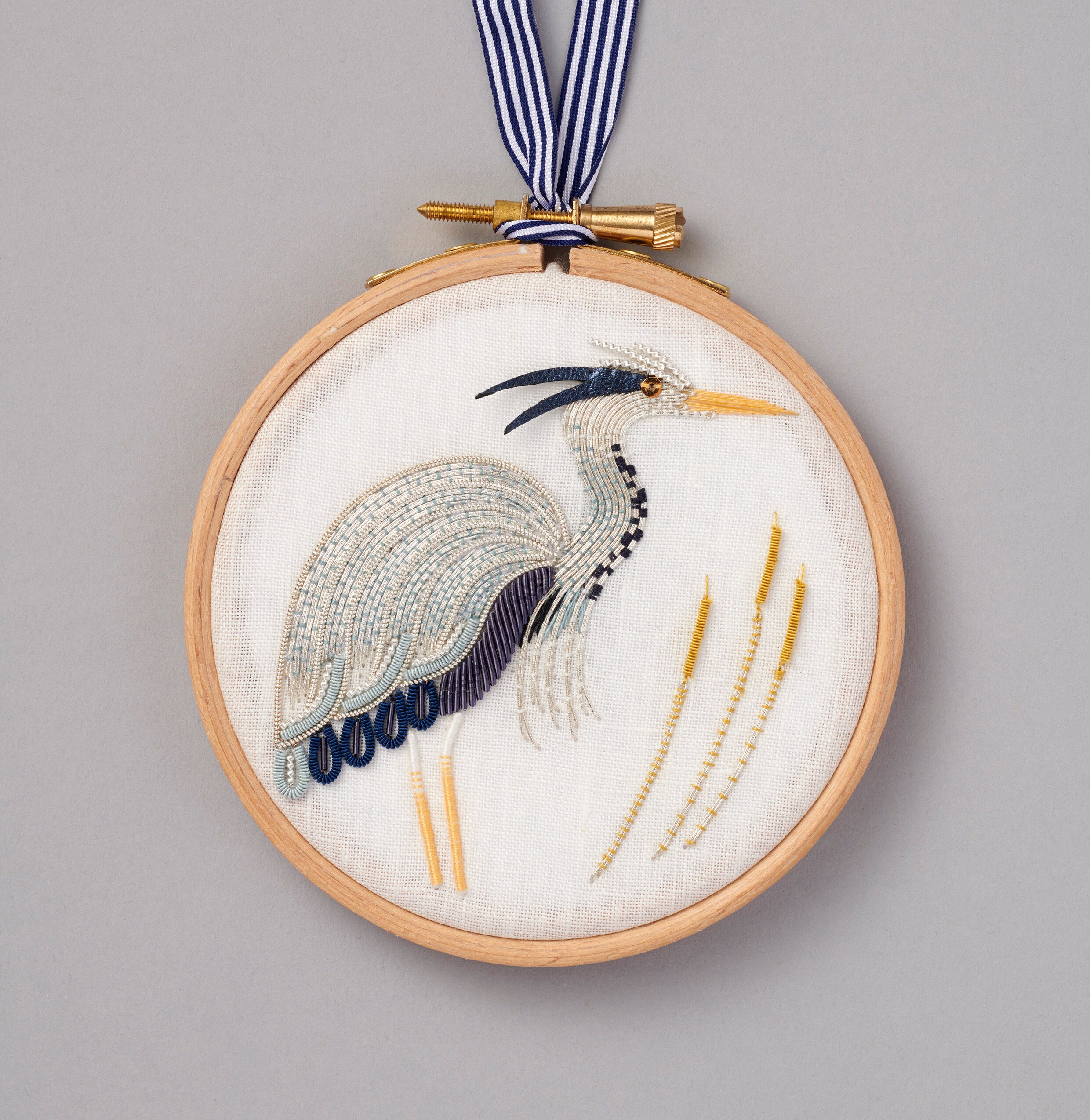 Metalwork Embroidery Heron Kit Etsy