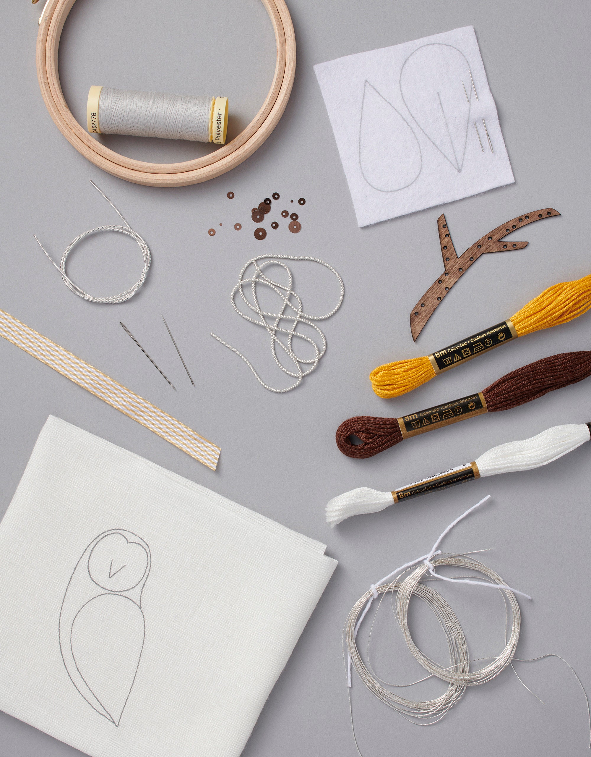 Metalwork Embroidery Barn Owl Kit Etsy UK