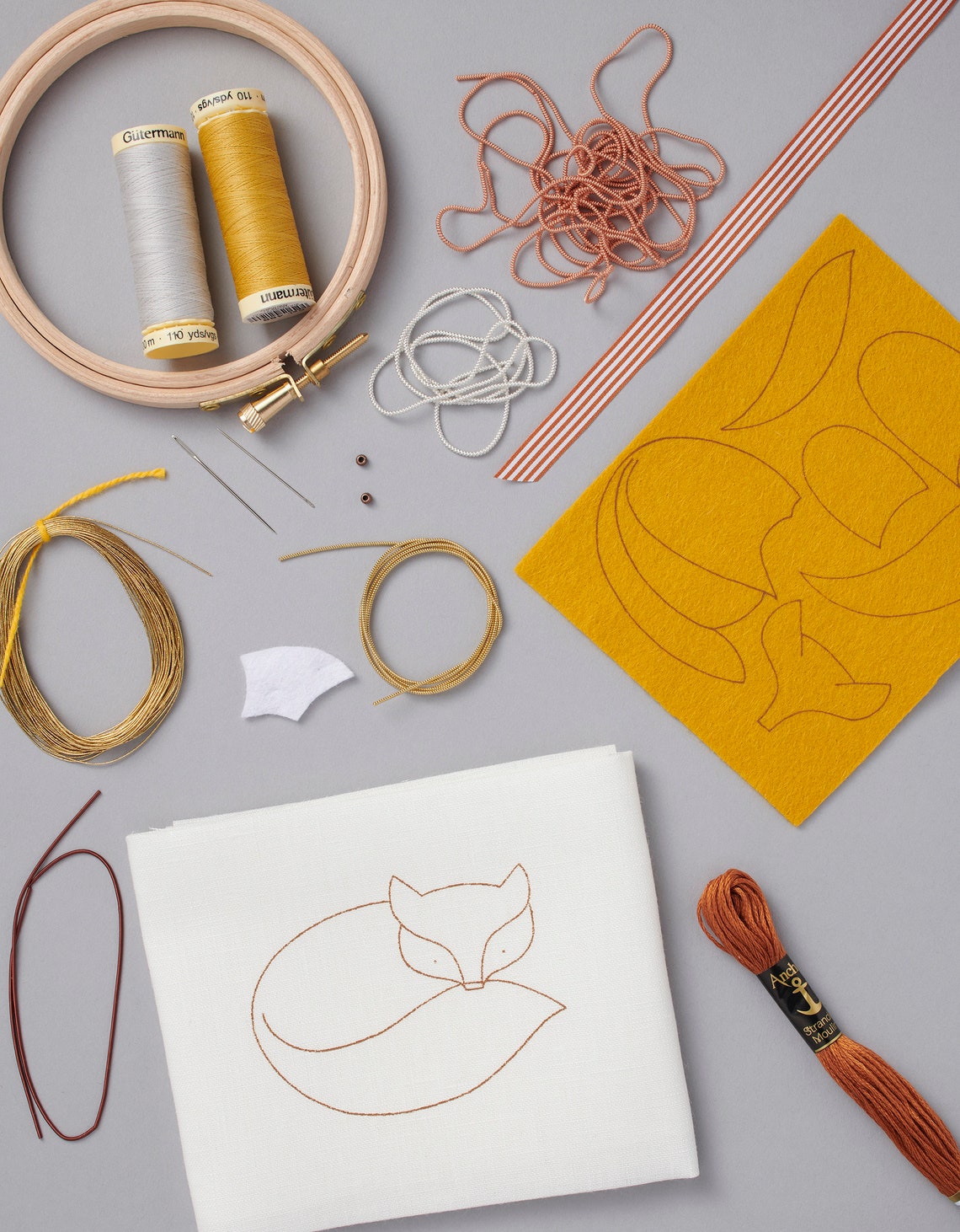 Metalwork Embroidery Fox Kit Etsy UK