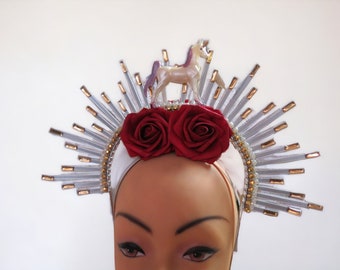 Roses and Unicorn Fantasy Crown, Unicorn Headband, Fun and Festive, Horse, Roses, Kentucky Derby, Tea Party,   Crown Derby Day