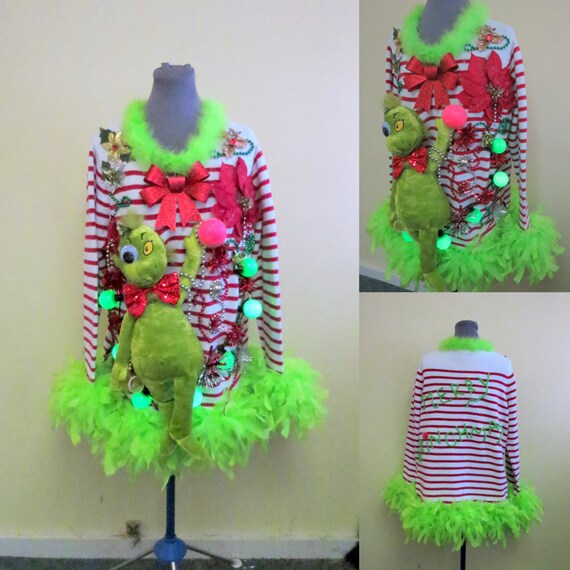 grinch light up sweater