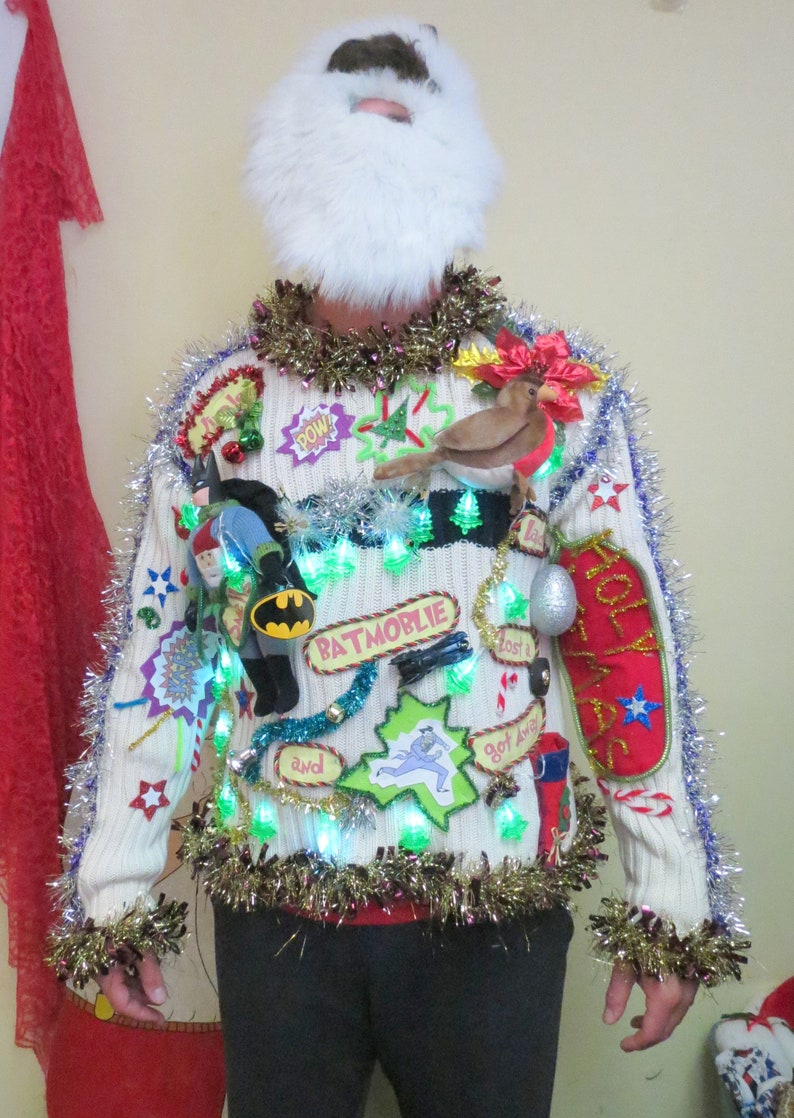 Batman Ugly Christmas sweater Light up Sweater Jingle Bells | Etsy