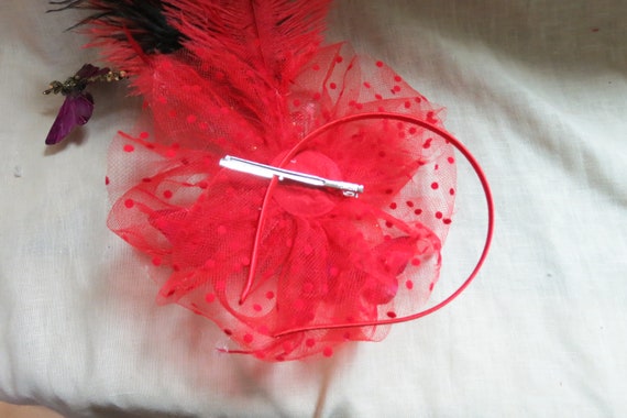 Red Butterfly Fascinator Hat, Kentucky Derby Feather  display picture 1