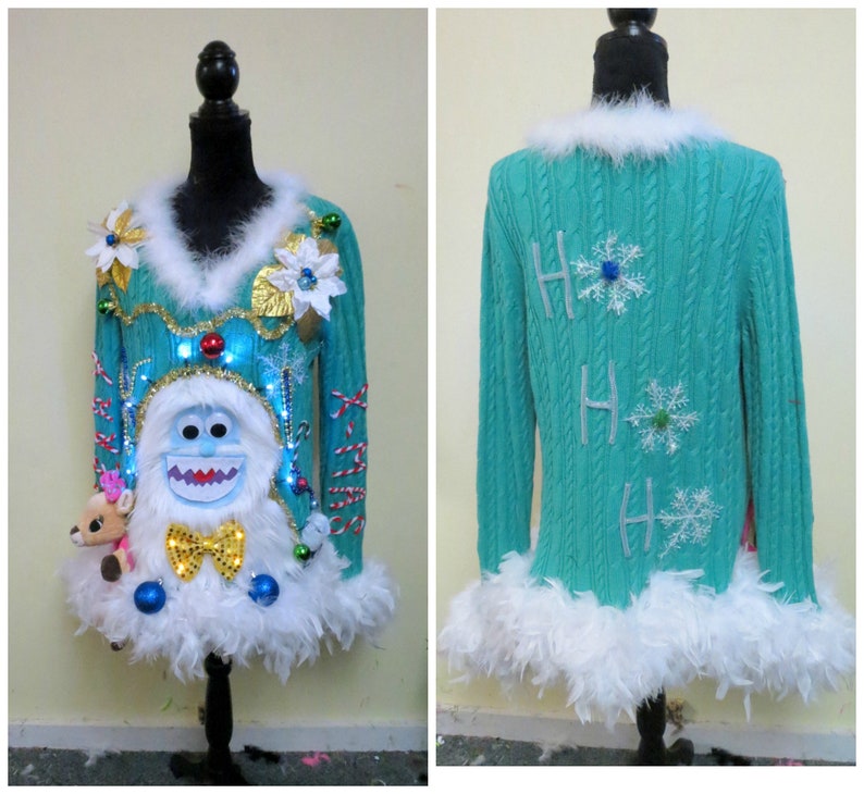 Yeti Abominable Snowman Sweater Tacky Ugly Christmas Sweater Etsy Uk