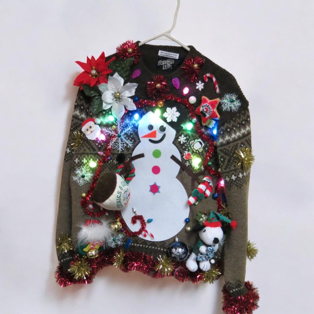 Snoopy And Snowman Ugly Christmas Sweater, Snowman Hot Coco, Men Medium Womens Large Ski Sweater, Funny Sweater Bespoketshirt Collections