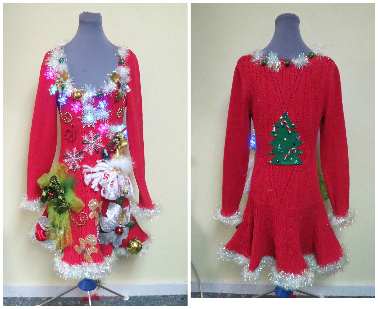 Ugly Christmas Sweater Dress Red Skater Dress Elegant Mrs Etsy