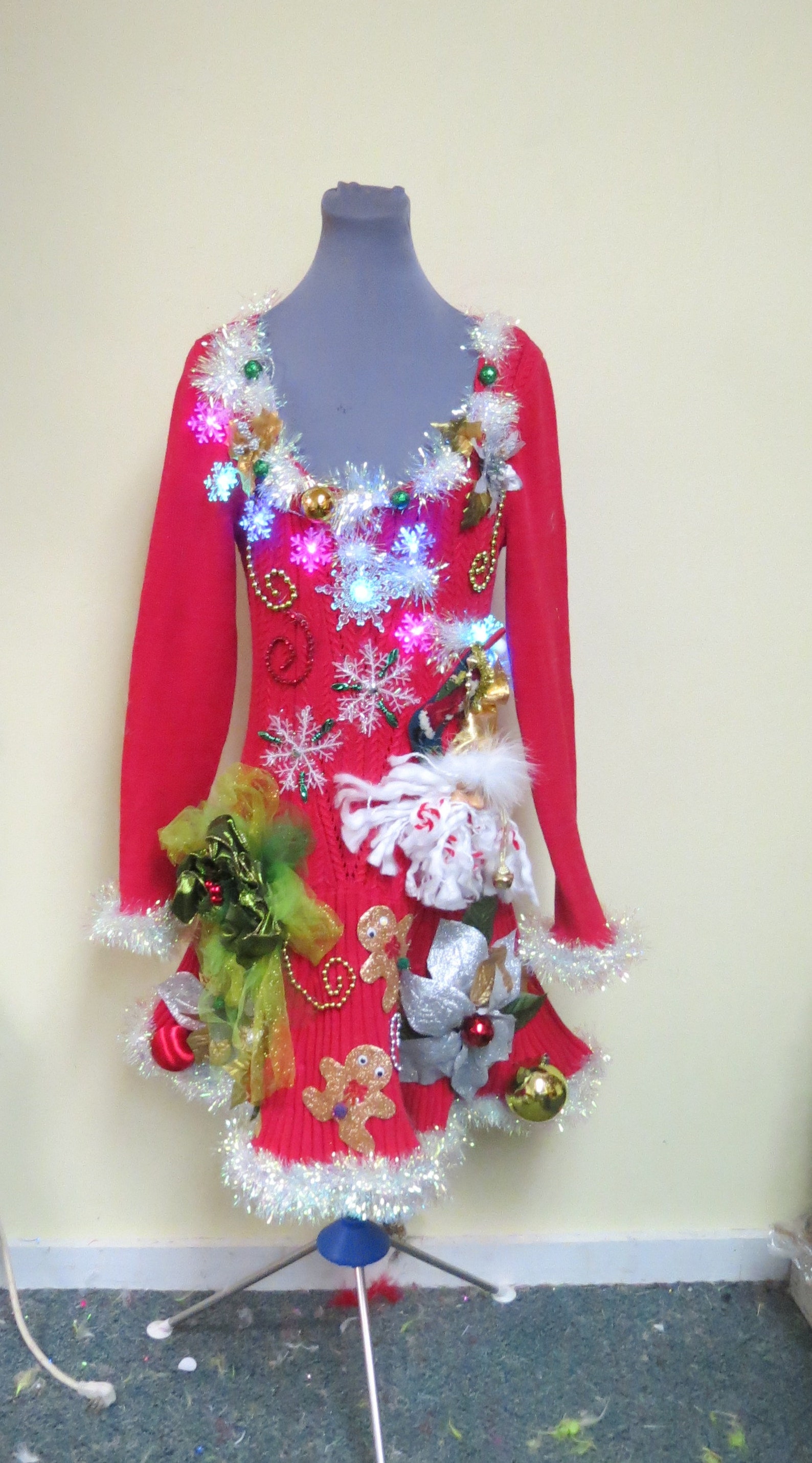 Ugly Christmas Sweater Dress Red Skater Dress Elegant Mrs | Etsy