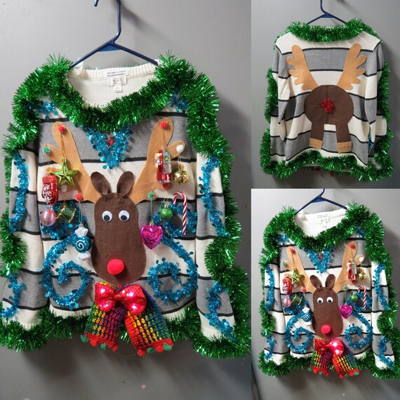 Kids Childrens Fun Tacky Ugly Christmas Sweater Reindeer | Etsy