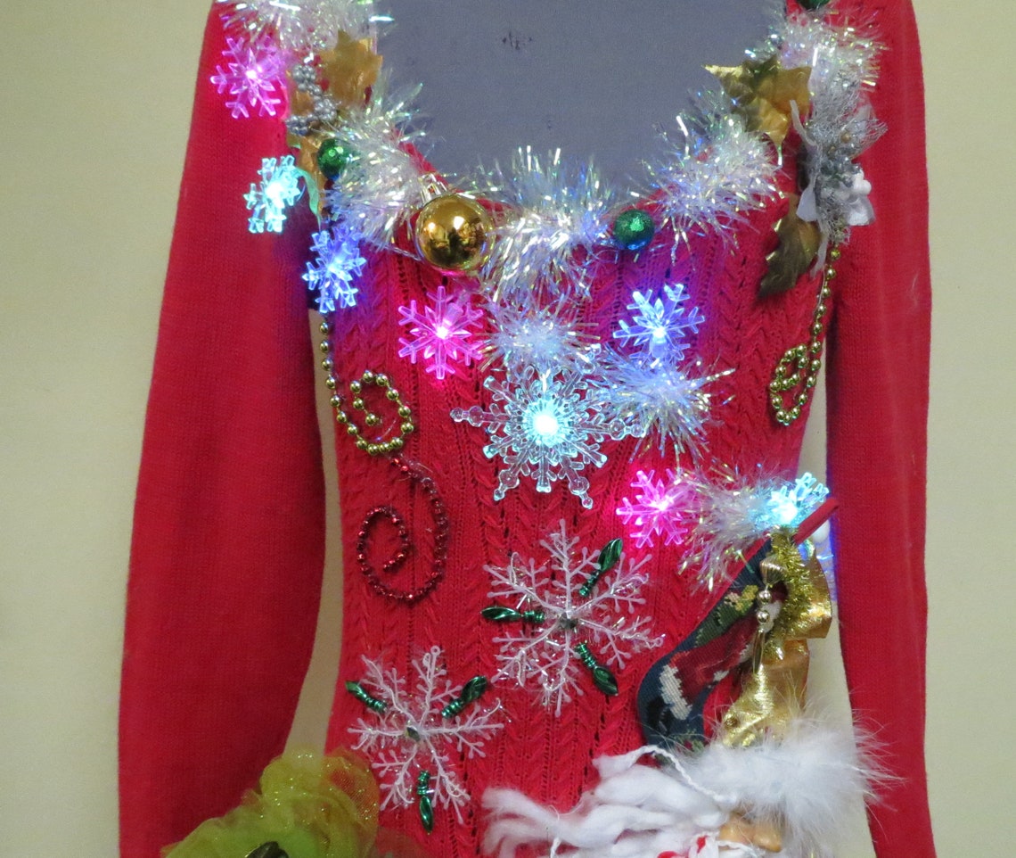 Ugly Christmas Sweater Dress Red Skater Dress Elegant Mrs | Etsy