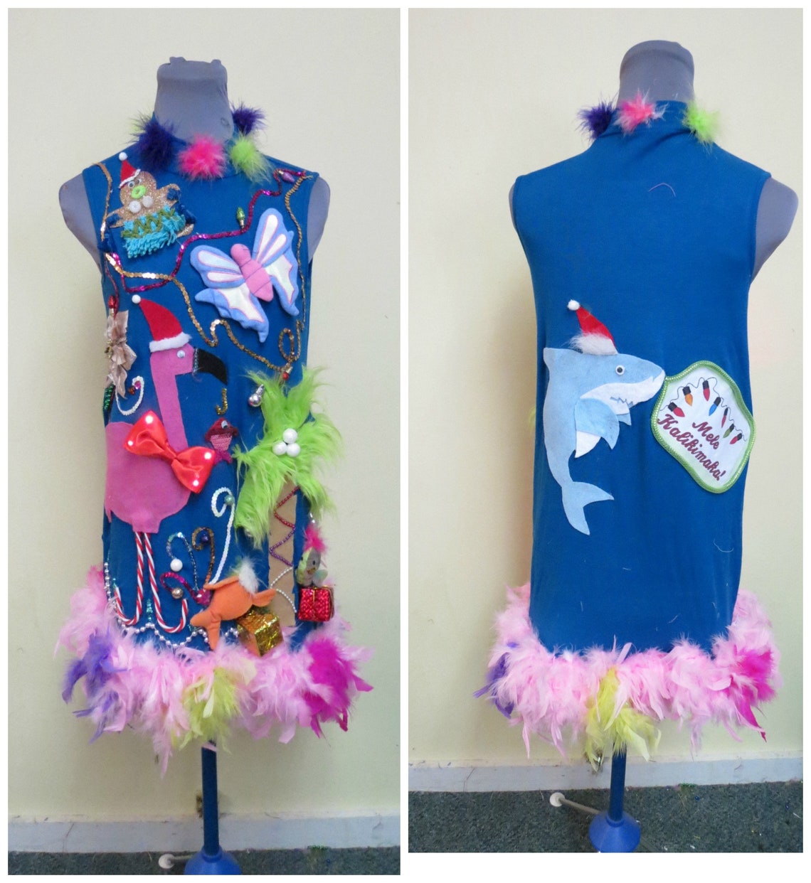 pink flamingo ugly christmas sweater