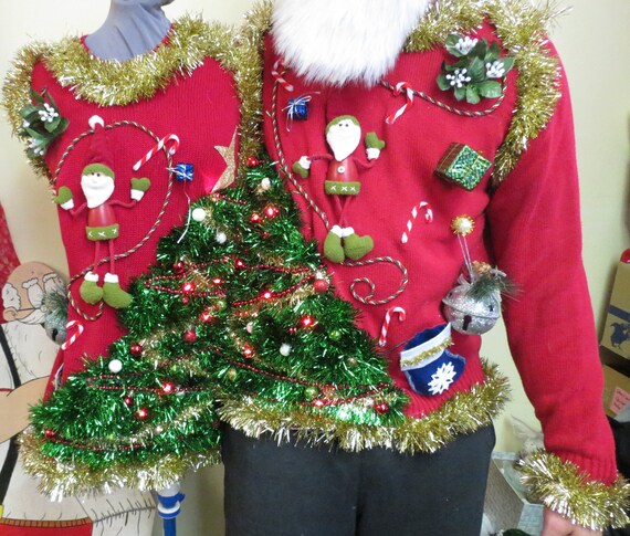 Made To Order Matched Set Tacky Ugly Chrismtas Sweaters Light Etsy
