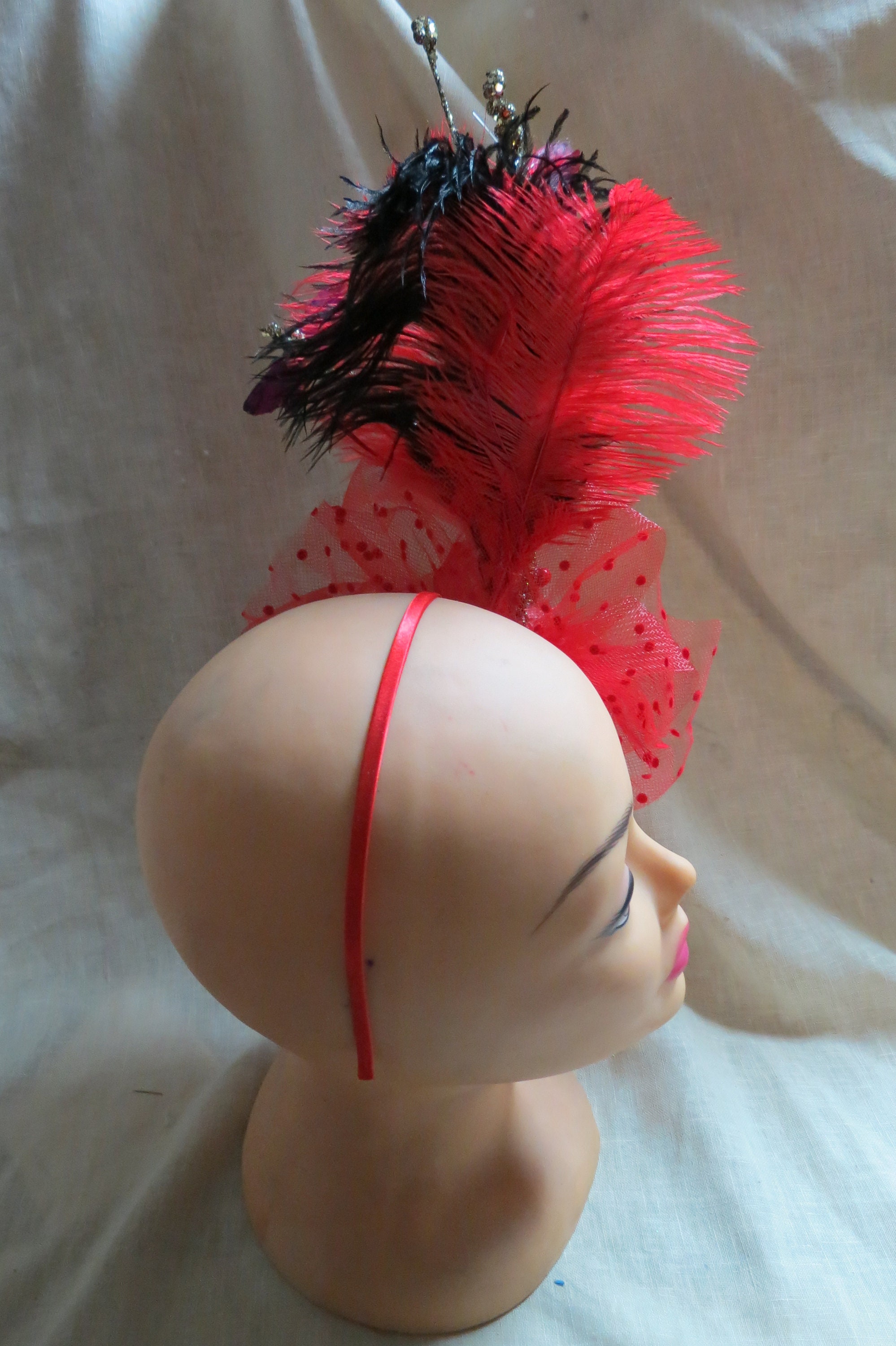 Red Butterfly ? Fascinator Kentucky Derby Hat Orange Fascinator- Butterfly Hat- Derby Day- Mad Hatter  main image 4
