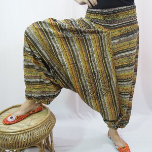 Organic Cotton Harem Trouser Pants Baggy Loose Genie jumpsuit Yoga Boho Gypsy Indian women Ladies Belly Dance Indian Wide Leg Pants