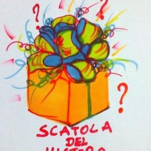 DISEGNO su vecchie carte,Mystery Box cm 15x10