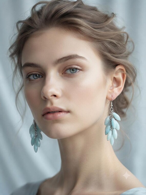 orecchini vintage in azzurro pendenti asimmetrici