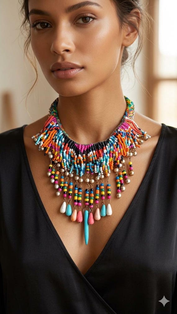 collana etnica,collana vintage colore e fantasia