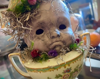 Porcelain Doll Head Sugar Bowl