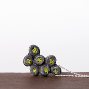 Scandinavian Moss Concrete Pendant -  Organic Shape Minimalist Necklace