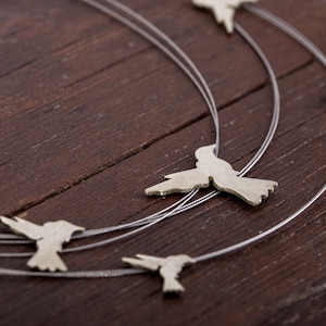 Elegant Silver Necklace with 5 Charming Hummingbirds