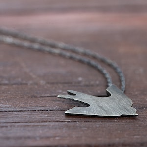 Swallow Necklace in Dark Silver, Bird Pendant, Handmade Minimalist Jewelry Gift