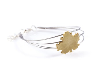 Bracelet with gold  leaf, Maple leaf bracelet, Gift for her