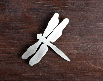 Silver dragonfly brooch (big), Brass dragonfly brooch, Gift for her