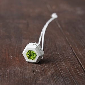 Geometric Concrete Necklace with Moss - Scandinavian Style Jewelry